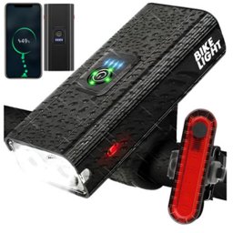 Extra Erős fényű 2 db LED-es vízálló kerékpár első és hátsó lámpa, USB-s, S102