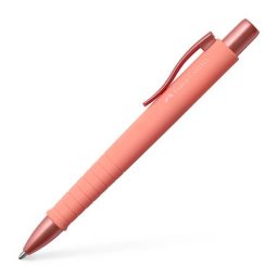 FABER-CASTELL Golyóstoll, 1 mm, XB, nyomógombos tolltest, korallpiros tolltest, FABER-CASTELL "Poly Ball Urban", kék