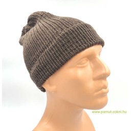Csokoládé barna kötött sapka széles passzéval