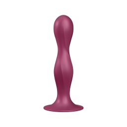 Satisfyer Double Ball-R - tapadókorongos súlyozott dildó (piros)