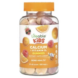 Lifeable Gyerek Kalcium + D3-vitamin Gumivitamin, Vegyes Gyümölcs, 60 db
