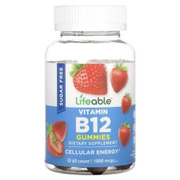 Lifeable Gyerek B12-vitamin Gumivitamin, Cukormentes, Epres, 60 db