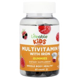 Lifeable Gyerek Multivitamin Vassal, Málna íz, 60 db
