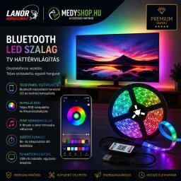 Bluetooth LED szalag TV háttérvilágítás 10m - RGB