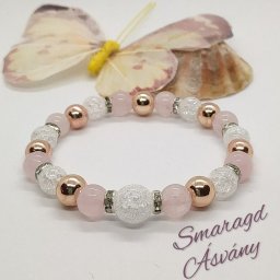 Rose gold hematit-rózsakvarc-hegyikristály