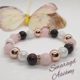 Gránát-aura kvarc-rose gold hematit-rózsakvarc