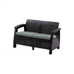 Corfu love seat, grafit színben, világos szürke párnával
