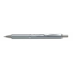 PENTEL Zseléstoll, 0,35 mm, nyomógombos, ezüst tolltest, PENTEL "EnerGel BL-407" fekete, ajándék kék tollbetéttel