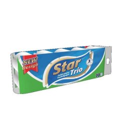 Toalettpapír, 3 rétegű, kistekercses, 10 tekercs, "Star Trio"