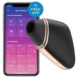 Satisfyer Love Triangle - App-vezérelt léghullámos csiklóizgató (fekete)