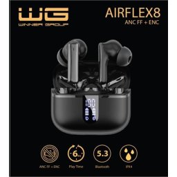 WG - Bluetooth fejhallgató WG AirFlex 8, ENC ANC, fekete színű