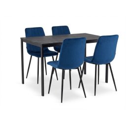 Étkező szett 1 + 4, fekete RAMOD asztal 100x60 cm + LAVA kék szék fekete lábakkal