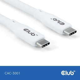 Club3D USB-C 4.0 kábel, 20Gbps, 4K60Hz, PD 240W, 2m, fehér