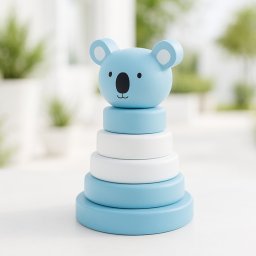 Koala 6 részes gyűrűs Fa építő Játék, 18 hónapos kortól, kék Koala, 13 cm