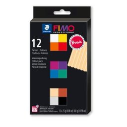 Gyurma, készlet, égethető, 12x25 g, FIMO \Professional Basic\, 12 különböző szín