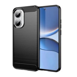 Szilikon telefonvédő (ütésállóság, légpárnás sarok, szálcsiszolt, karbon minta) FEKETE Xiaomi Poco F7
