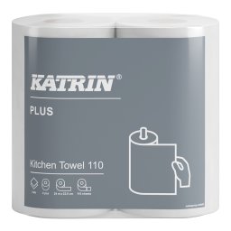 Háztartási papírtörlő kéztörlő 2 rétegű átmérő: 13,4 cm 110 lap/24 m/tekercs 2 tekercs/csomag _Katrin 89673 fehér