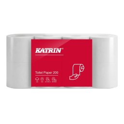 Toalettpapír 2 rétegű kistekercses átmérő: 11,5 cm 200 lap/23 m/tekercs 8 tekercs/csomag Katrin_104749 fehér