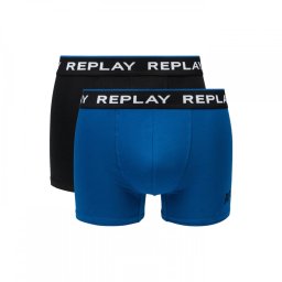 Replay Boxerky Boxer Style 2 Mandzsetta logoVAL 2db doboz - fekete/kobalt kék