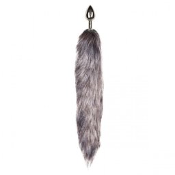 Easytoys Fox Tail Plug anal Rókafarok - Ezüst plüss farokkal