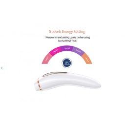 POWERLIX, Epilátor fájdalommentes tartós epiláláshoz, IPL technológia, 5 fokozatú intenzitás, nőknek és férfiaknak, bőrérzékelő, fehér