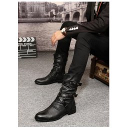 Férfi bőrcsizma - Kiváló minőségű motoros csizma, Férfi Női magas csizma 38--45 méretig