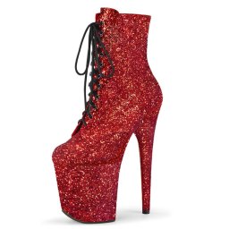 Mclubgirl 20cm csillogós Pole Dance magassarkú, Nightclub Platform rövid csizma Sexy Nagy méretű fűzős női csizma
