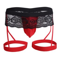 Férfi szexi Sissy csipke fehérnemű tangák, Gay Jock tömör alacsony derék - Tanga Hombre Plus String Homme alsónadrág