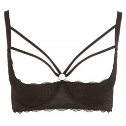 Cottelli Plus Size - pántos, gyűrűs mellemelő (fekete)