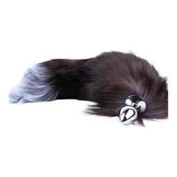 SUNFO - FÉM ANÁL DILDÓ RÓKAFAROKKAL (EZÜST-FEKETE)