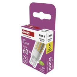 LED izzó Classic JC / G9 / 4,9 W (60 W) / 806 lm / Természetes fehér