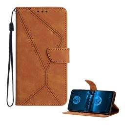 Tok álló, bőr hatású (FLIP, oldalra nyíló, asztali tartó, bankkártya tartó, varrás minta + kézpánt) BARNA T Phone 3 5G