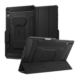 SPIGEN RUGGED ARMOR PRO tok álló (aktív FLIP, ütésállóság, TRIFOLD, asztali tartó, ceruza tartó) FEKETE Samsung Galaxy Tab S11 Ultra 5G (SM-X936B), Galaxy Tab S11 Ultra WIFI (SM-X930)