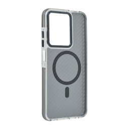 Szilikon telefonvédő (ütésállóság, légpárnás sarok, karbon minta, wireless, MagSafe) SÖTÉTSZÜRKE Xiaomi Redmi A5 4G