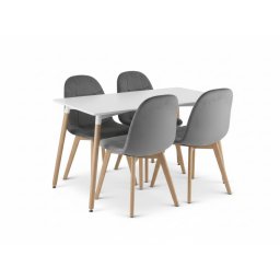 Étkezőszett 1 + 4, fehér ADRIA asztal 120x80 cm + sötétszürke bársony BORA szék