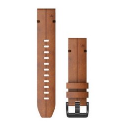 Garmin Óraszíj 22 mm gesztenye bőr, fekete csat (QuickFit) Fenix 6