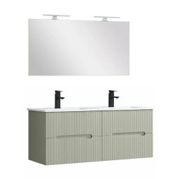 Trent Fürdőszobabútor 120 cm kerámia mosdóval tükörrel 60x120 cm olivazöld