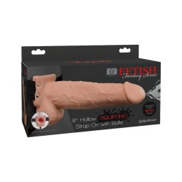 Fetish Strap-On 9 - felcsatolható, üreges, spriccelő dildó (natúr)