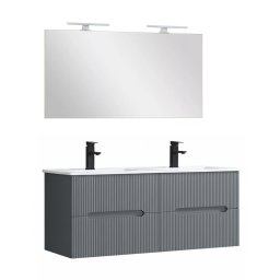 Trent Fürdőszobabútor 120 cm kerámia mosdóval tükörrel 60x120 cm antracit szürke