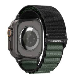 SPIGEN WBF1 pótszíj (egyedi méret, nagy, textil, állítható) FEKETE/SÖTÉTZÖLD Apple Watch Series 5 44mm, Watch Series 4 44mm, Watch Series 3 42mm
