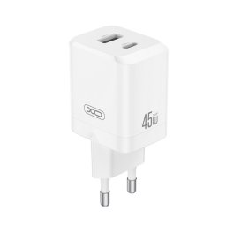 XO CE36 hálózati töltő USB+Type-C aljzat (45W, PD gyorstöltő 3.0) FEHÉR