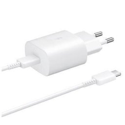 Samsung hálózati töltő EP-TA800EWE kábel EP-DA705BWE USB-C, 25W, fehér, (ömlesztve)