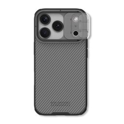 NILLKIN CAMSHIELD PRO szilikon telefonvédő (ütésállóság, kameravédő, csíkos) ÁTLÁTSZÓ/FEKETE Apple iPhone 17 Pro Max