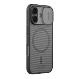 NILLKIN CAMSHIELD PRO MAGNETIC műanyag telefonvédő (ütésállóság, kameravédő, mágneses, csíkos) ÁTLÁTSZÓ/FEKETE Apple iPhone 17