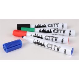 VICTORIA VISUAL Táblamarker készlet, 1-3 mm, kúpos, VICTORIA VISUAL "City", 4 különböző szín