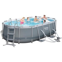 Bestway ovális 424x250x100cm fémvázas ovális medence szett 2m3/h vízforgatóval 56620 FFA 620