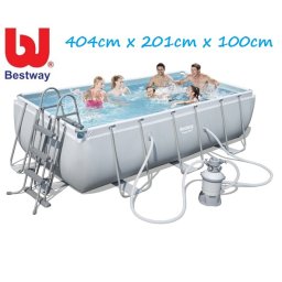 Bestway 404x201x100cm fémvázas medence szett 3m3/h homokszűrővel 56442