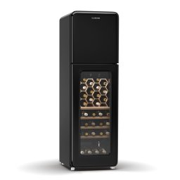 Klarstein Shirley fagyasztóval ellátott borhűtő, 2 az 1-ben, Vintage, 2 hűtési zóna, 60 palack, 60 üveg (WineC+Freezer-FW-BK)