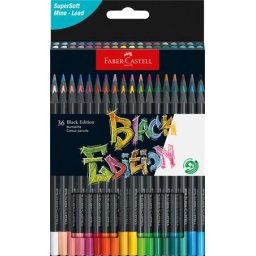 FABER-CASTELL Színes ceruza készlet, háromszögletű, FABER-CASTELL "Black Edition", 36 különböző szín
