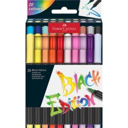 FABER-CASTELL Ecsetirón készlet, FABER-CASTELL "Black Edition", 20 különböző szín